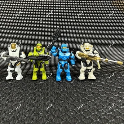 4pcs Mega Bloks Halo Blue Team Kelly Linda Fred Master Chief with Weapon Figure - Image 1 of 4