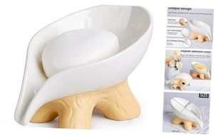 Soap Dish, Soap Holder Self Draining Leaf Shape Soap Dishes, Ceramic Draining - Picture 1 of 7