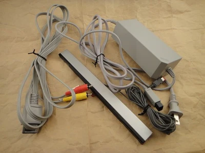 Nintendo Wii FACTORY OEM Power Cord, AV Cable & Sensor Bar Complete Set  RVL-002 - Image 1 of 2