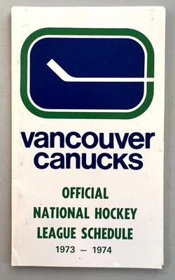 Calendario de bolsillo de la Liga Nacional de Hockey Vancouver Canucks 1973-74 Foto 1 de 3