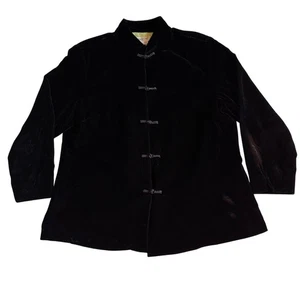 Coldwater Creek schwarz Samt Goth Gr. XL zierliche Jacke Blazer Knebelknopf gebraucht, in einwandfreiem Zustand  - Bild 1 von 12