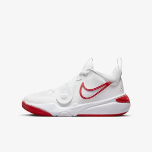 Nike Team Hustle D 11 GS [DV8996-102] Kids Basketball Shoes White/Track Red - Picture 1 of 10