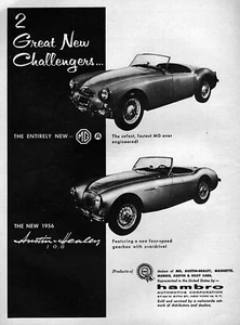 1956 Austin-Healey 100 & MG MGA "2 Great New Challenges" Original Ad - Picture 1 of 1