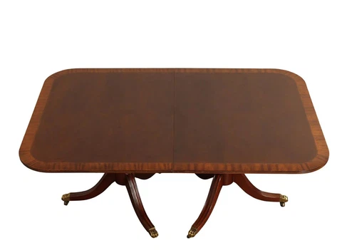 Henredon Regency Style Banded Mahogany Pedestal Dining Banquet Table Cover