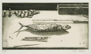 R. ESCHER (*1936), Radierfisch, 7. Zustand,  1980, Rad. Surrealismus Stillleben - Picture 1 of 8