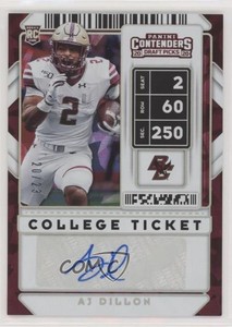 2020 Contenders Draft Picks Cracked Ice Ticket /23 AJ Dillon #148 Rookie Auto RC
