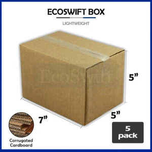 5 7x5x5 EcoSwift Cardboard Packing Moving Shipping Boxes Corrugated Box Cartons - Picture 1 of 6