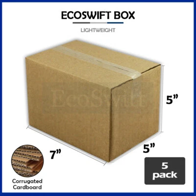 5 7x5x5 EcoSwift Cardboard Packing Moving Shipping Boxes Corrugated Box Cartons - Image 1 of 4