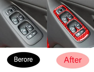 For Volvo XC90 2003-14 Red Real Carbon Fiber Right Window Lift Panel Switch Trim - Изображение 1 из 4