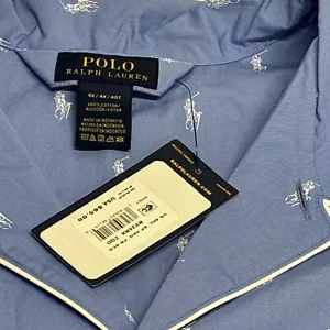 Polo Ralph Lauren Pigiama Camicia Uomo 4X Blu Pony Logo Bottoni Pigiama Nuovo con etichette - Foto 1 di 11
