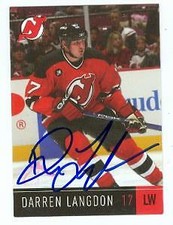 Darren Langdon autographed hockey card (New Jersey Devils) 2005 Verizon #17