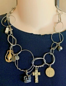 Chan Luu * Beautiful Link Silver & Gold Charm Necklace - Picture 1 of 13