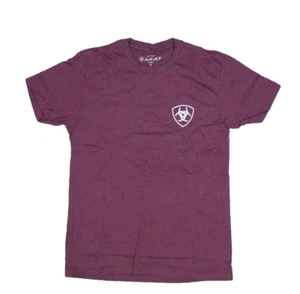 Ariat Burgundy Minimalist Short Sleeve Crew Neck Graphic Tee T-Shirt Mens S - Picture 1 of 9