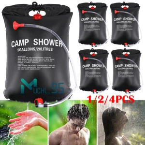 1~ 4PCS Solar Shower Bag 5 gallons/20L Solar Heating Outdoor Camping Shower Bag - Picture 1 of 19