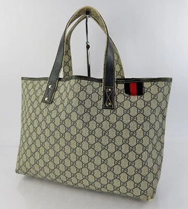 Authentic GUCCI Navy GG PVC Canvas Supreme Sherry Tote Bag Purse #60964 - Picture 1 of 18