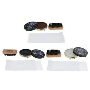 3-piece leather shoe cleaner care shine set, polishing brush, cream cloth - Picture 1 of 7