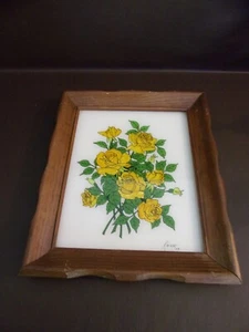 Vintage Framed Print Yellow Roses By Knight 1979 - Picture 1 of 8