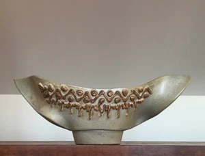 Excellent! Mid Century Modern Ikebana Brutalist Art Pottery Vase Signed - Picture 1 of 9