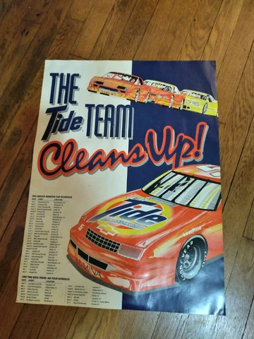 Vintage 1992 Ricky Rudd Tide Poster Winston Cup Schedule 18 in X 24 in Cover