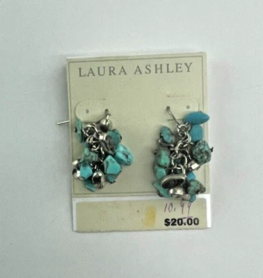 Nuevos pendientes colgantes Laura Ashley imitación turquesa cuentas - 1" de largo, 3/4" de ancho Foto 1 de 4