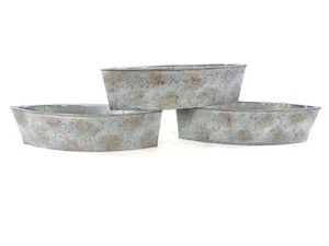 3 Metallgefäße Schiffchen Ellipsenform 30 x 8 x 6,5 blau grau Blumengefäß - Bild 1 von 10