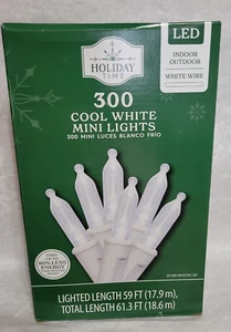 Holiday Time 300 kaltweiße Mini-LED-Leuchten weißer Draht 59 Fuß beleuchtete Länge neu - Bild 1 von 1