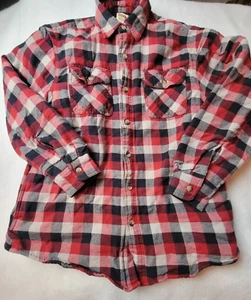 Wrangler Quilted Shirt Mens Size L Plaid: Red/Black/Grey Flannel Long Sleeve - Picture 1 of 8