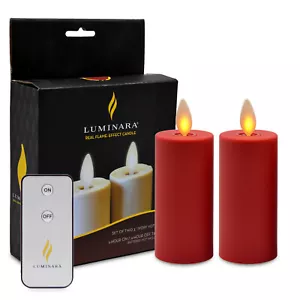 Luminara Battery-Operated Flameless Led Votive Candles Flickering Set of 2 Red - Picture 1 of 7