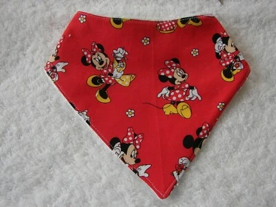 Minnie Red Bandana Dribble Bibs Cotton Front Towelling Back Handmade - image 1 of 2