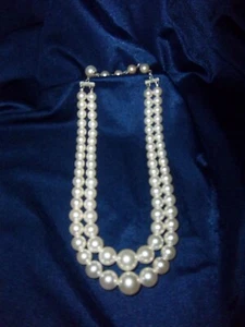 Vintage Pearl Necklace Double Strand 14” Extender 3" Preowned - Picture 1 of 3