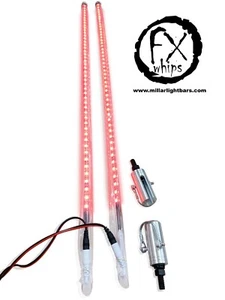 PAIR 3ft quick disconnect RED LED light whip SXS ATV 4 WHEELER UTV RZR TERYX - Bild 1 von 7