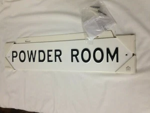 POWDER ROOM Sign Wall Hearth & Hand Magnolia enamel black white bathroom 24x5 in - Picture 1 of 3