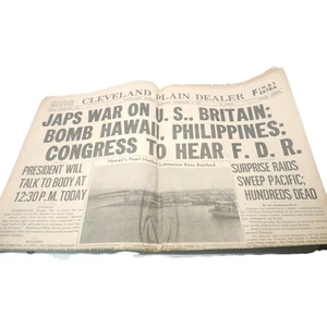 The Cleveland Plain Dealer giornale d'epoca 8 dicembre 1941 attacco Pearl Harbor - Foto 1 di 8