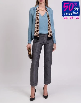 PVP €545 DSQUARED2 Pantalón Recto Jacquard IT38 US2 UK6 XS Cuadros Hecho en Italia Foto 1 de 4