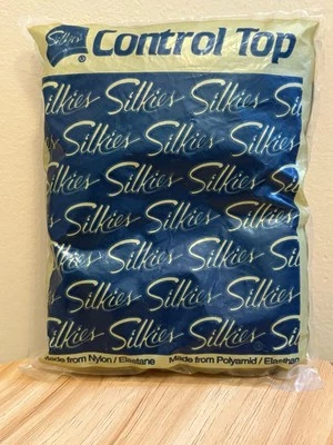 Manguera superior de control Silkies 757 con patas de apoyo Queen azul marino 20 denier totalmente nueva Foto 1 de 4