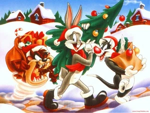 Bugs Bunny Taz und Sylvester die Katze Weihnachts Cartoons 5x7 Fotodruck - Bild 1 von 1