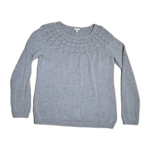 Talbots Gray Size M Medium Cotton Cable Pullover Sweater Top - Picture 1 of 7