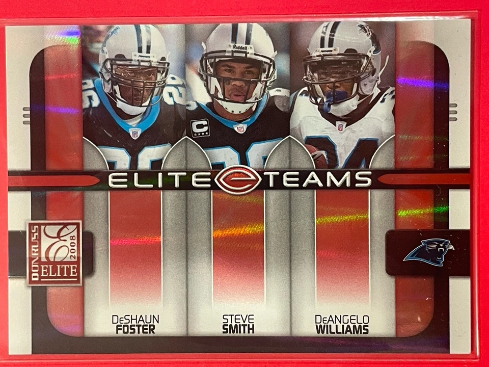 2008 Donruss Elite DeAngelo Williams/Steve Smith/DeShaun Foster Red /400 #ET-24 - Image 1 of 3