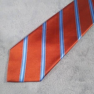 Brooks Brothers Irregular Silk Tie Orange Blue Stripes - Picture 1 of 6