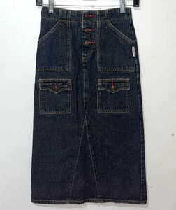 Vtg Mary Kate and Ashley Skirt Girls 10 Blue Denim Cargo Maxi Straight Y2K - Picture 1 of 7