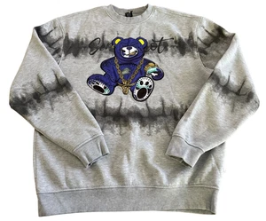 Sudadera forrada de vellón con oso de peluche tie dye gris 2XL captura de pantalla rara para hombre - Imagen 1 de 4