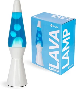 - Lampada Lava Blu Con Base Bianca, Cera Bianca E Liquido Azzurro. Design Retrò - Foto 1 di 12