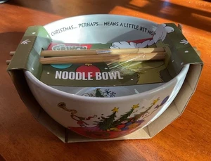 Dr. Seuss THE GRINCH Ramen Nudel Pastaschale mit Essstäbchen Keramikschale - NEU - Bild 1 von 5