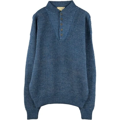 Used LL Bean Henley neck ribbed acrylic knit sweater made in the USA size M - Image 1 of 4