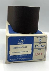 NOS 10er Pack Norton Metalite R228 beschichtete Schleifmittel Schleifbänder 3 Zoll x 24 Zoll Körnung 120X - Bild 1 von 6