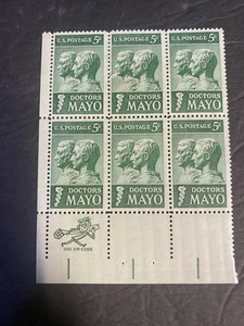 SCOTT MAYO DOCTORS  5 cent BLOCK OF 6 POSTAGE STAMPS  MNH - Picture 1 of 3