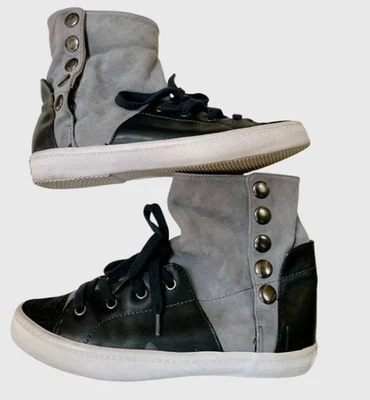 Zapatillas altas Rebecca Minkoff Spencer gris negro cuero y gamuza talla 7,5 Foto 1 de 4