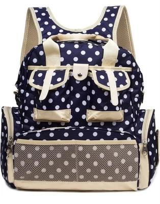 Bolsa de Pañales para Bebé Mochila Multifuncional Impermeable Bolsa de Pañales, Azul, Polkadot Foto 1 de 4