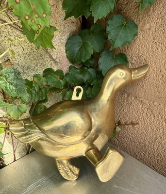 Винтажный твердый латунный настенный крюк для утки - Изображение 1 из 3