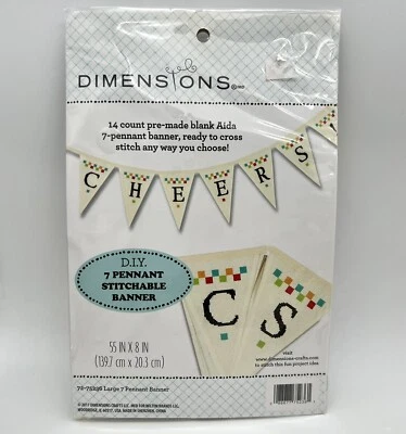 New Cross Stitch Blank Pennant Banner Aida Cloth 14 ct Dimensions Ivory 55 in - Image 1 of 3